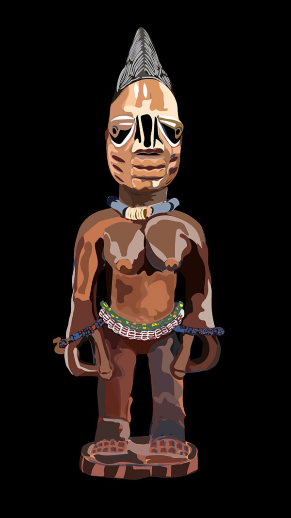 When a twin dies, after due consultation with a priest, the parents commission a wooden ibeji sculpture that would subsequently be treated by the parents, particularly the mother like the living twin